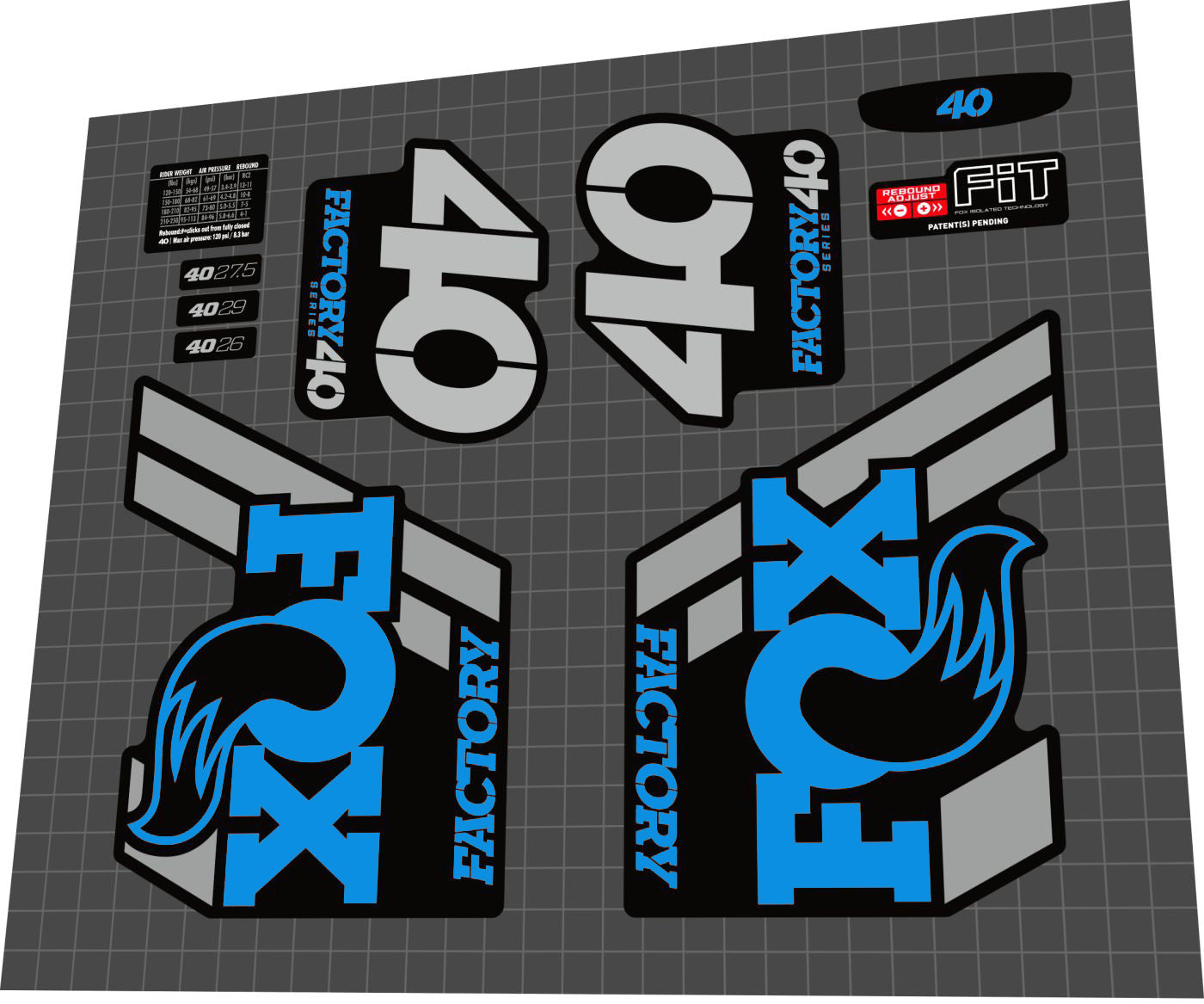 FOX Factory (2018) 40 Fork Decal Set