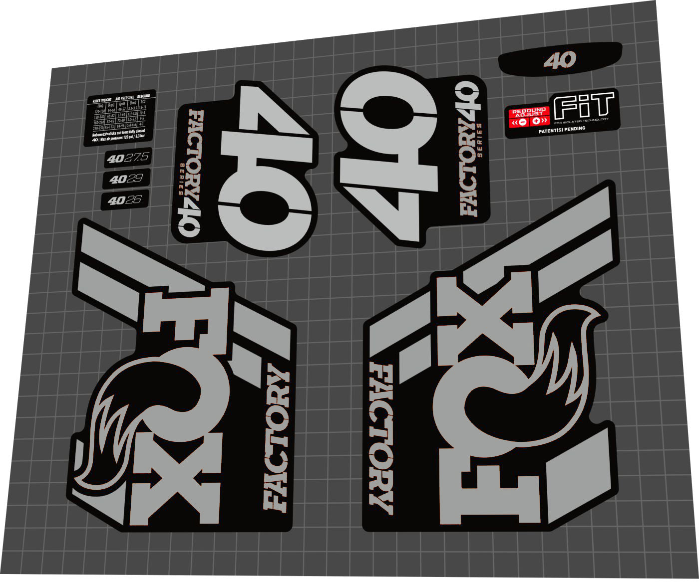 FOX Factory (2018) 40 Fork Decal Set