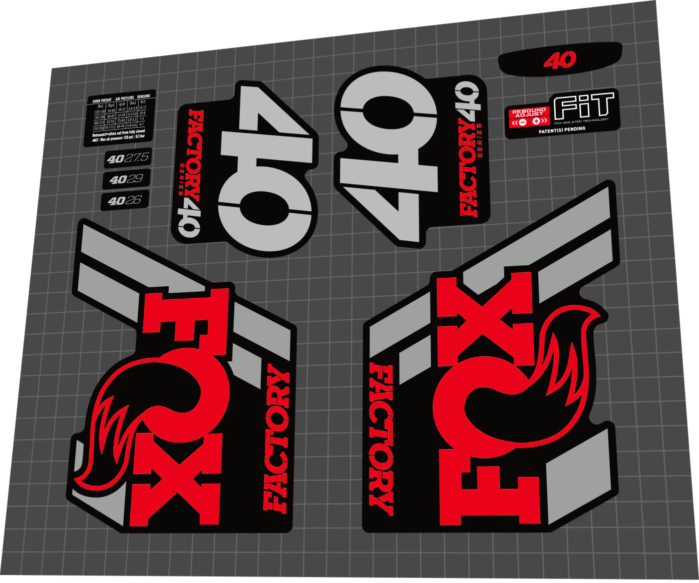 FOX Factory (2018) 40 Fork Decal Set