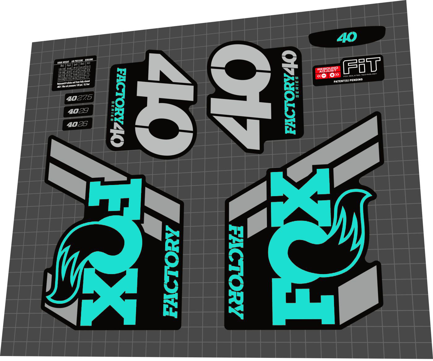 FOX Factory (2018) 40 Fork Decal Set