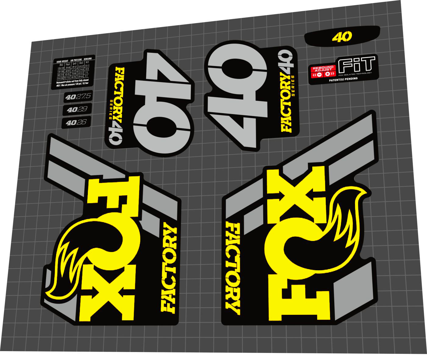 FOX Factory (2018) 40 Fork Decal Set