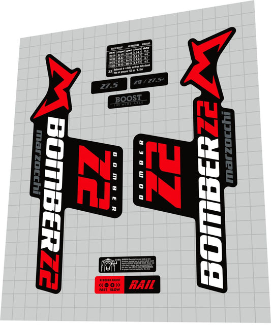 MARZOCCHI Bomber (2019) Z2 Fork Decal Set - Bike Decal Replace
