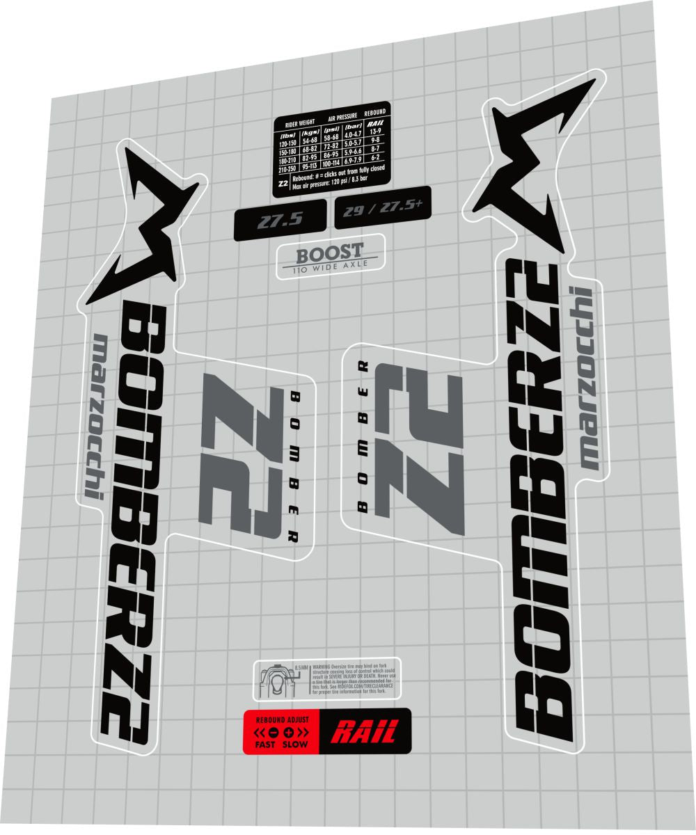 MARZOCCHI Bomber (2019) Z2 Fork Decal Set - Bike Decal Replace