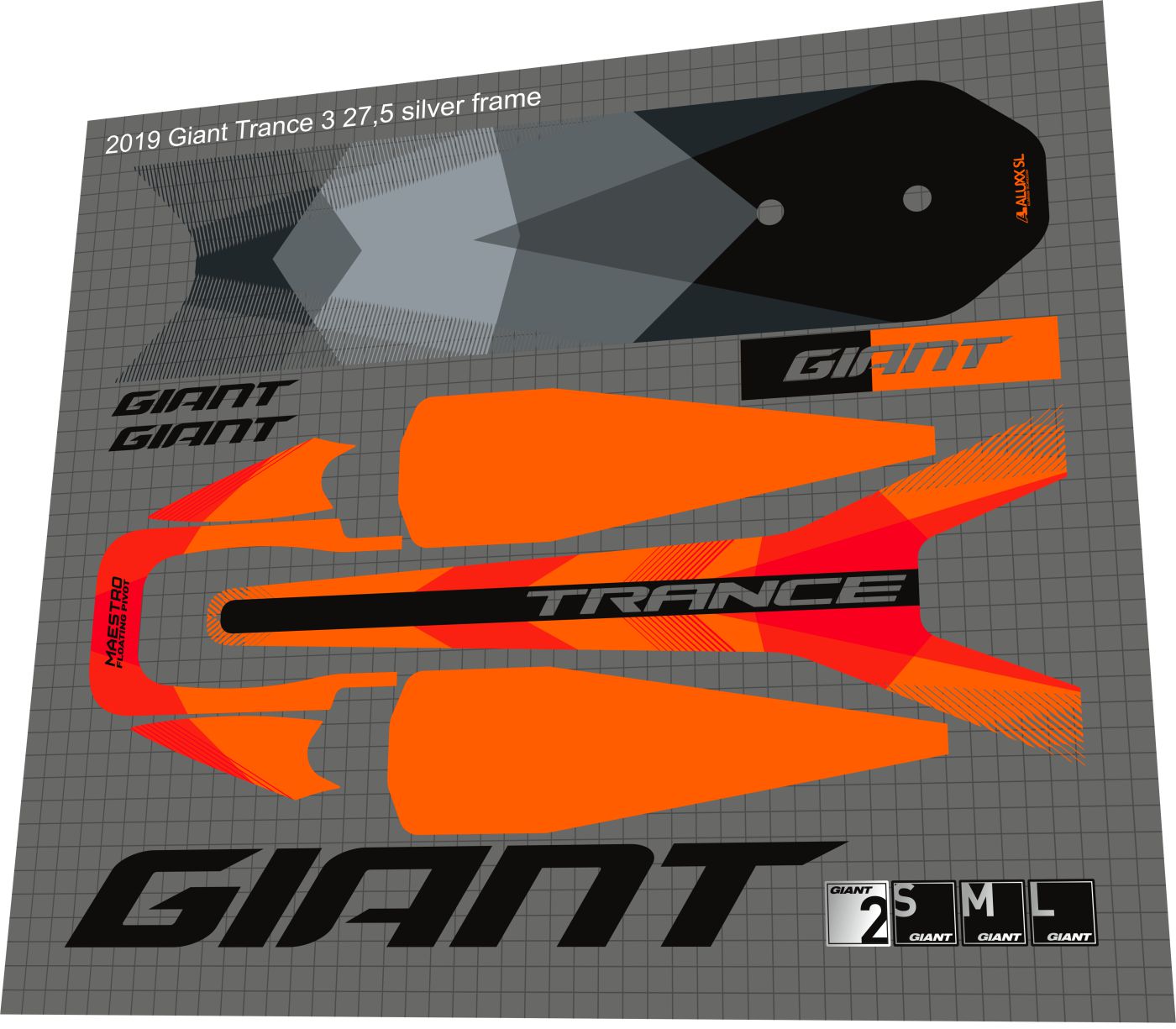 GIANT Trance (2017-2019) 27.5 Frame Decal Set