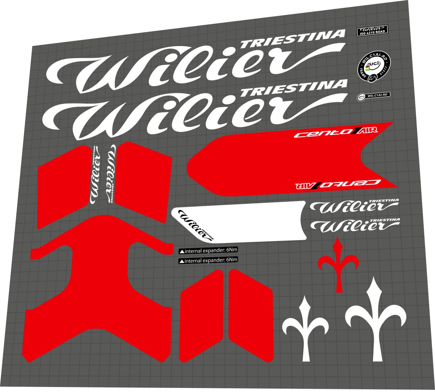 WILIER TRIESTINA Cento 1 Air (2020) Frame Decal Set