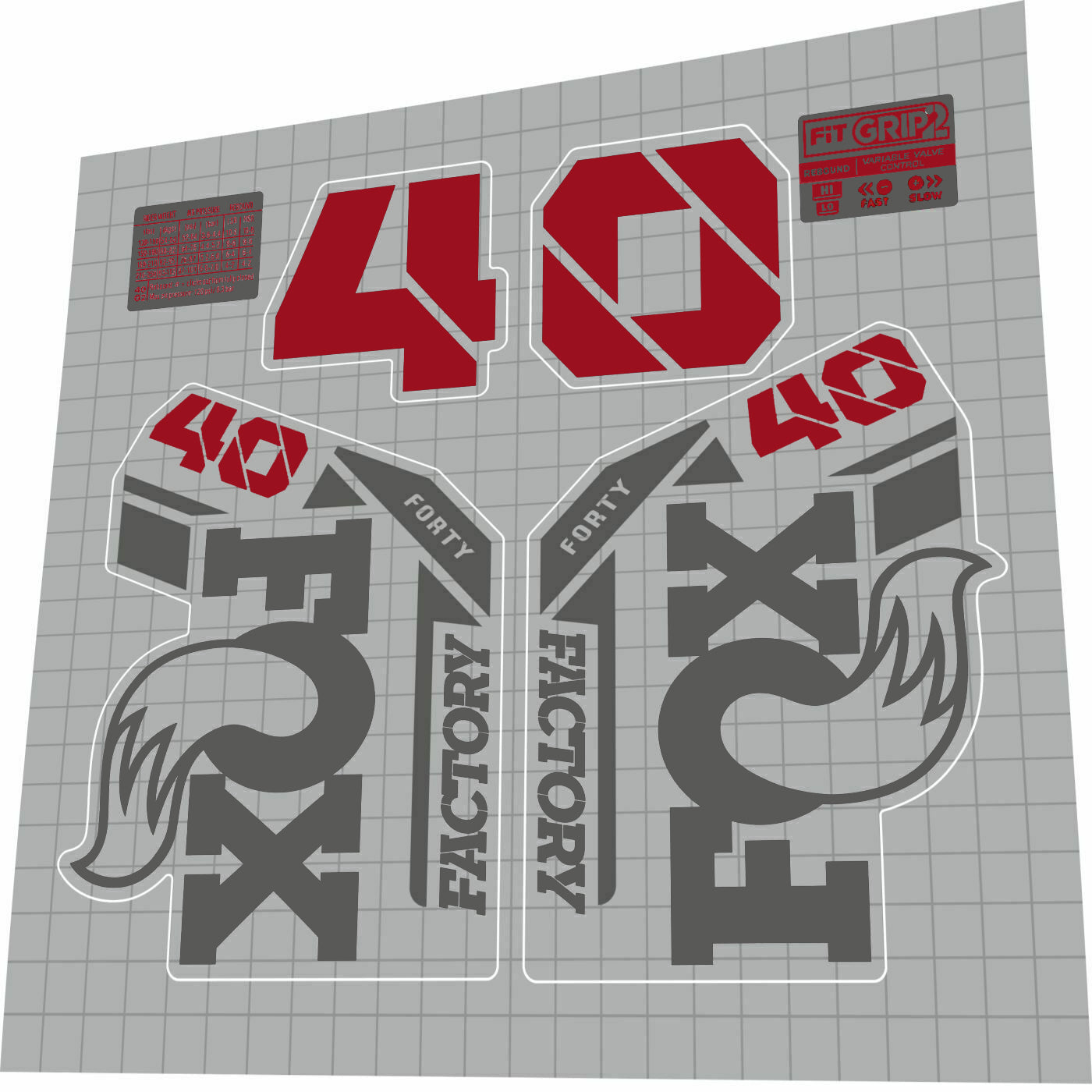 FOX Factory (2021) 40 Fork Decal Set - Bike Decal Replace
