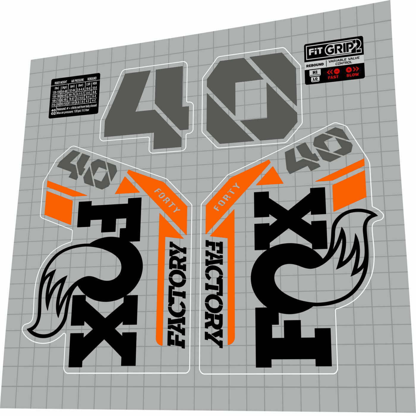 FOX 40 Factory (2021) Fork Decal Set