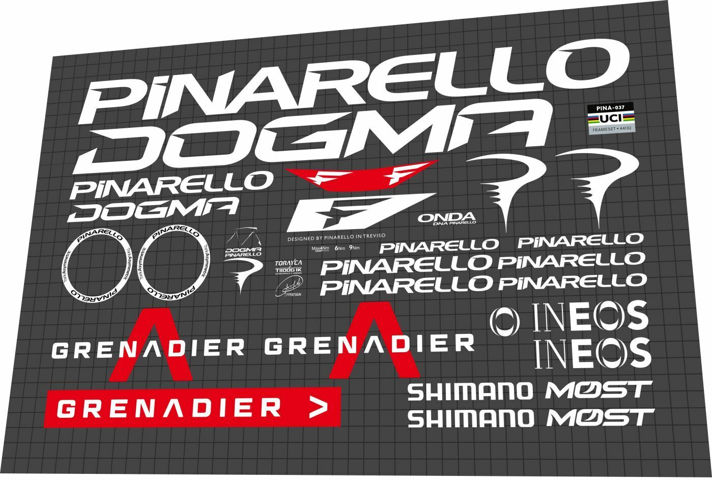 PINARELLO Dogma (2022) F Grenadier Frame Decal Set - Bike Decal Replace