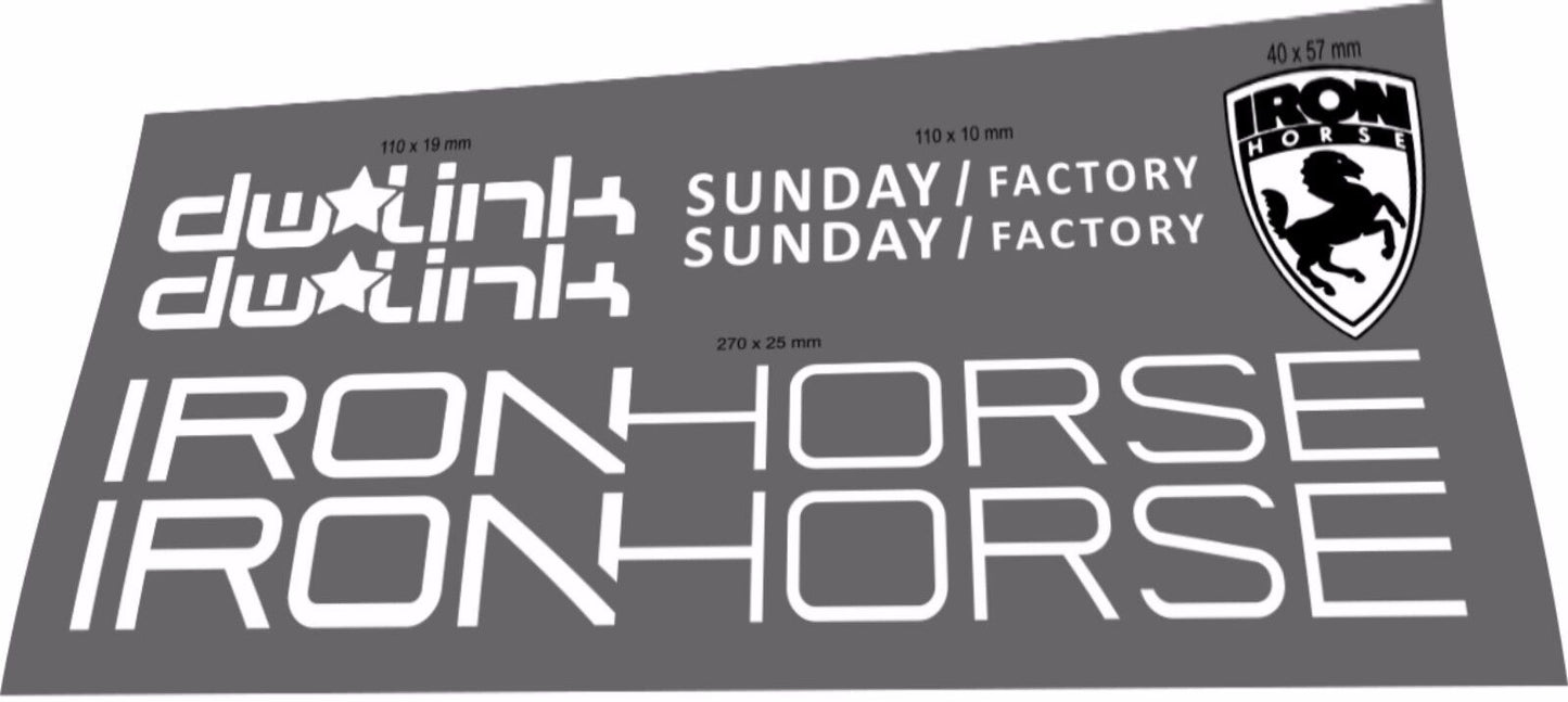 IRON HORSE Sunday Factory Frame Decal Set - Bike Decal Replace
