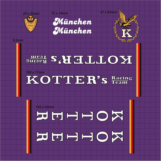 KOTTER's Racing Team Munchen (1980's) Frame Decal Set - Bike Decal Replace