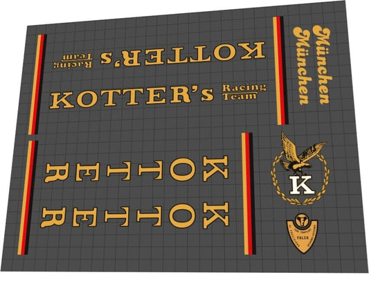 KOTTER's Racing Team Munchen (1980's) Frame Decal Set - Bike Decal Replace