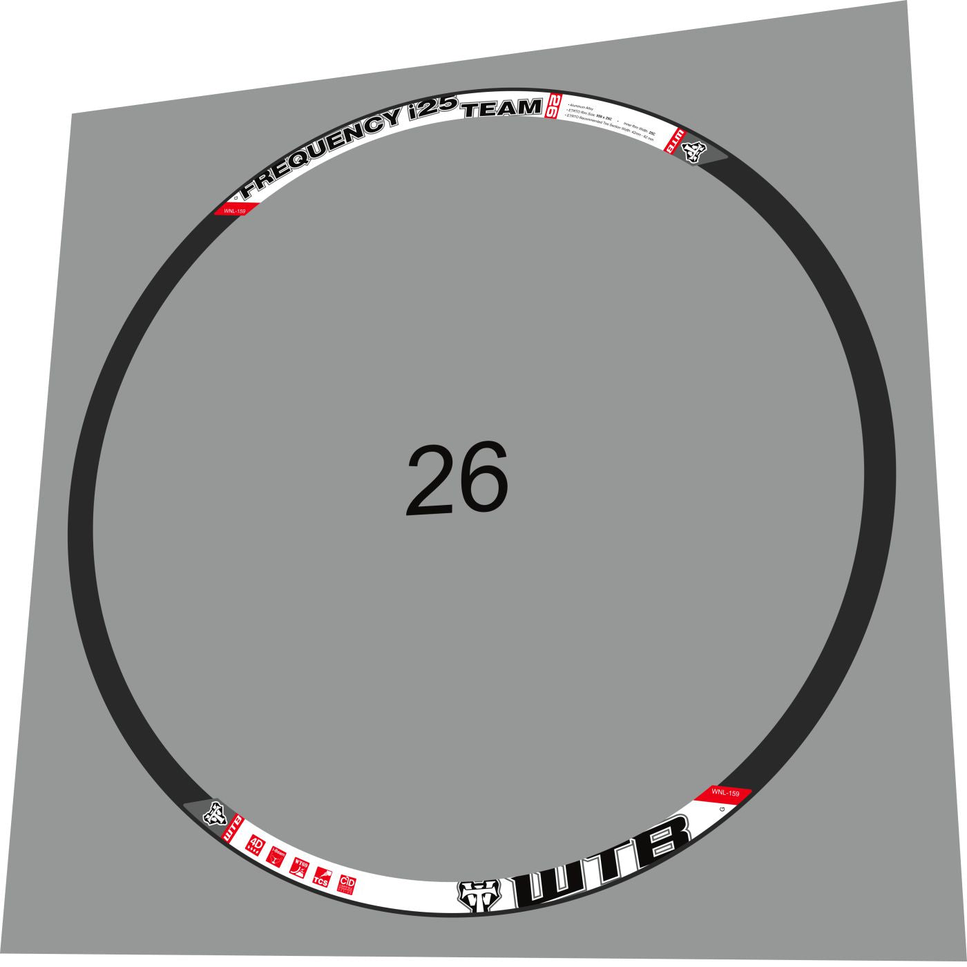 WTB Frequency (2014) Team i25 Rim Decal Set