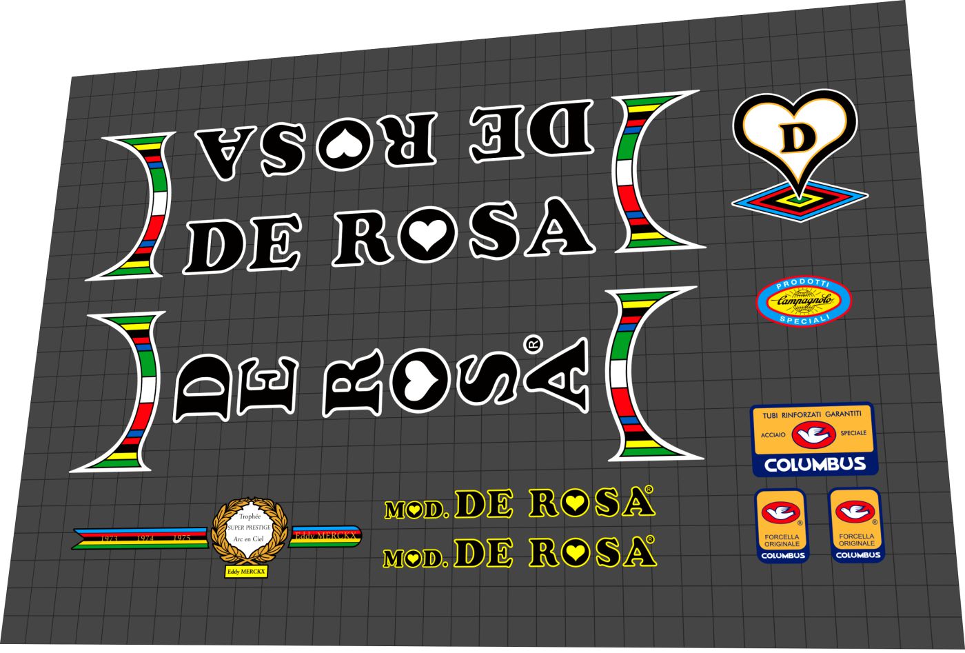DE ROSA Professional (1983) Super Prestige Frame Decal Set - Bike Decal Replace