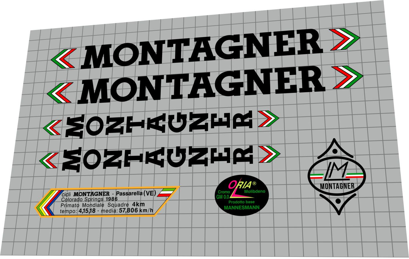 MONTAGNER Passarella (1986) VE Frame Decal Set - Bike Decal Replace