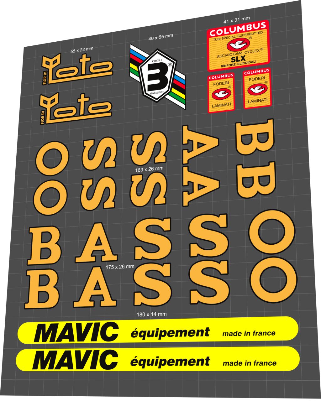 BASSO Loto (1990) Frame Decal Set - Bike Decal Replace