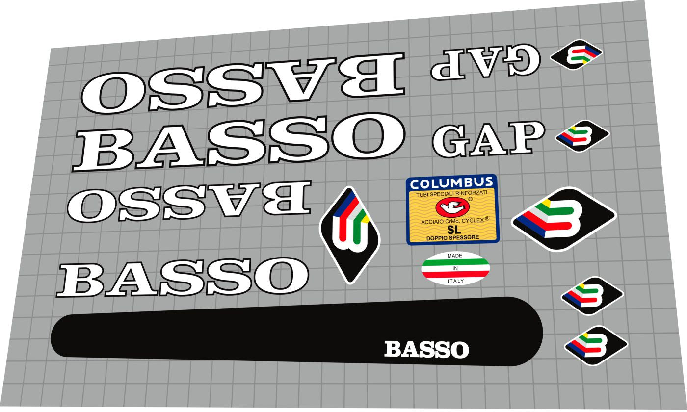 BASSO Gap (1993) Frame Decal Set - Bike Decal Replace