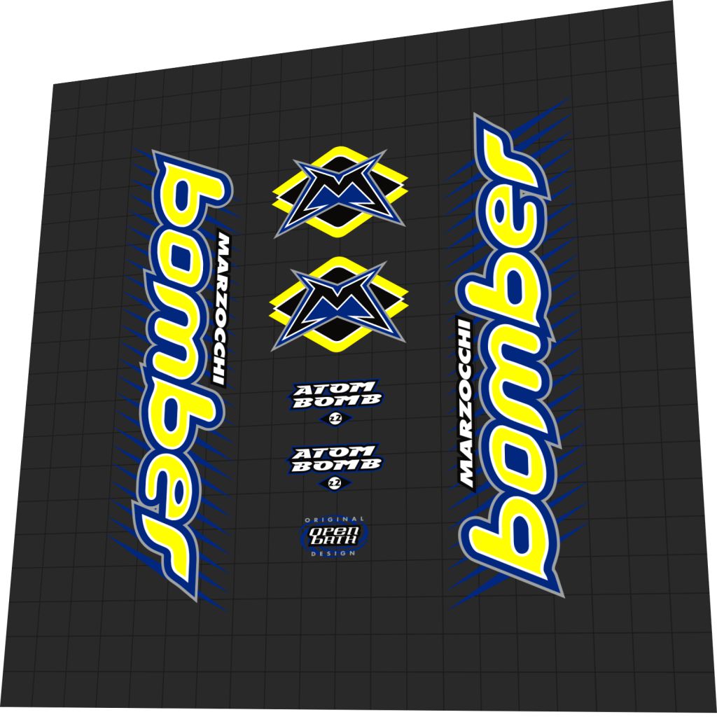 MARZOCCHI Bomber (1999) Atom Bomb Z2 Fork Decal Set - Bike Decal Replace