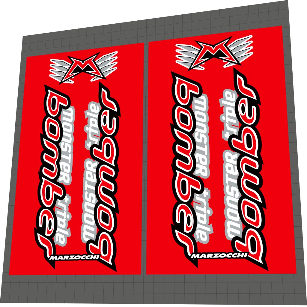 MARZOCCHI Bomber (2001) Monster Triple Fork Decal Set - Bike Decal Replace