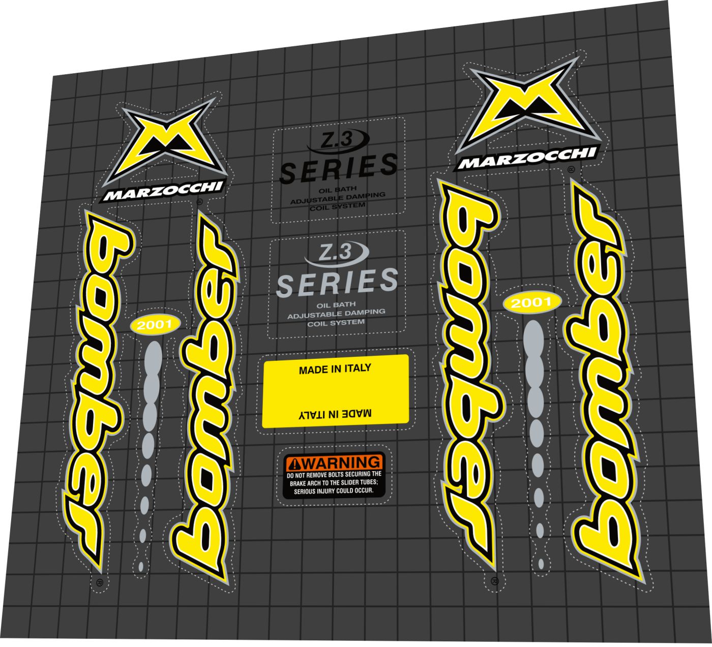 MARZOCCHI Bomber (2001) Series Z3 Fork Decal Set - Bike Decal Replace