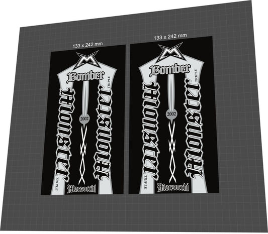 MARZOCCHI Bomber (2002) Monster Triple Fork Decal Set - Bike Decal Replace