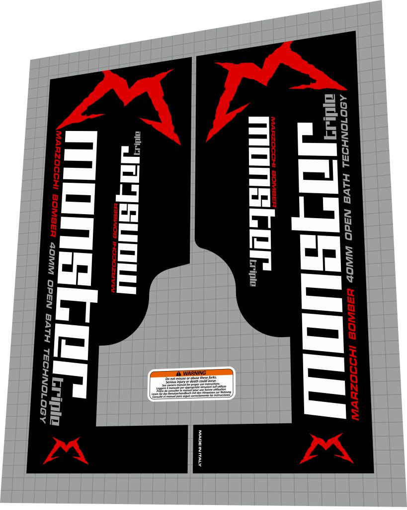 MARZOCCHI Bomber (2006) Monster Triple Fork Decal Set - Bike Decal Replace