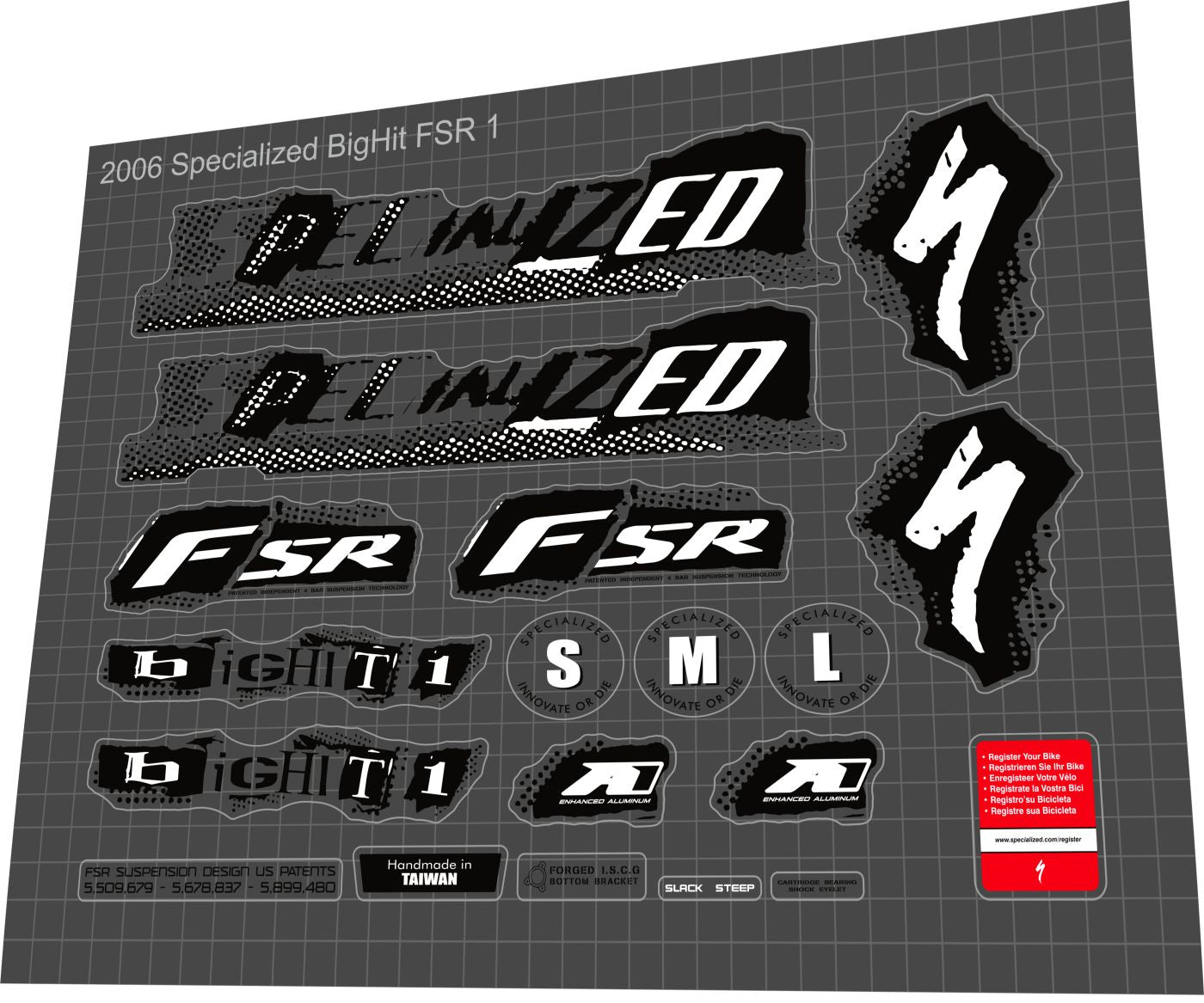 SPECIALIZED BigHit (2006) FSR 1 Frame Decal Set