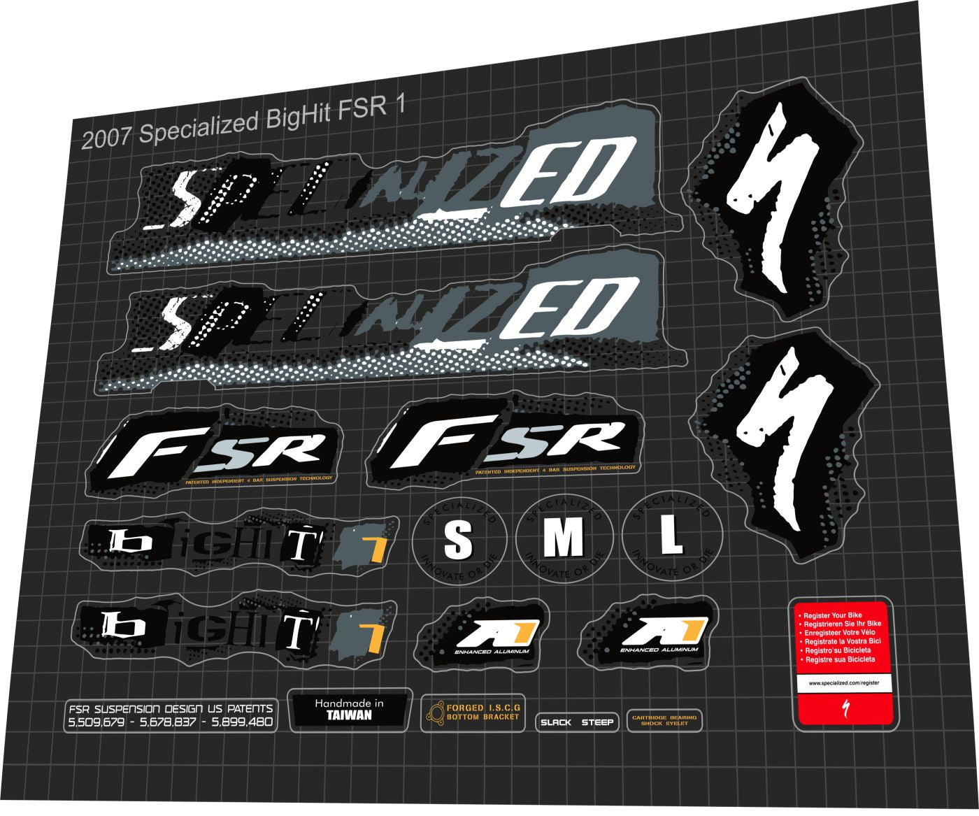 SPECIALIZED BigHit (2007) FSR Frame Decal Set