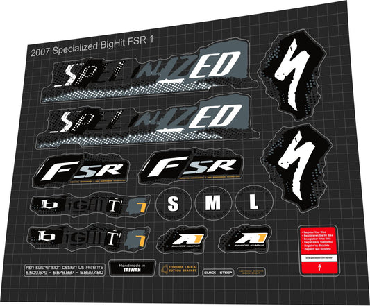 SPECIALIZED BigHit (2007) FSR Frame Decal Set - Bike Decal Replace