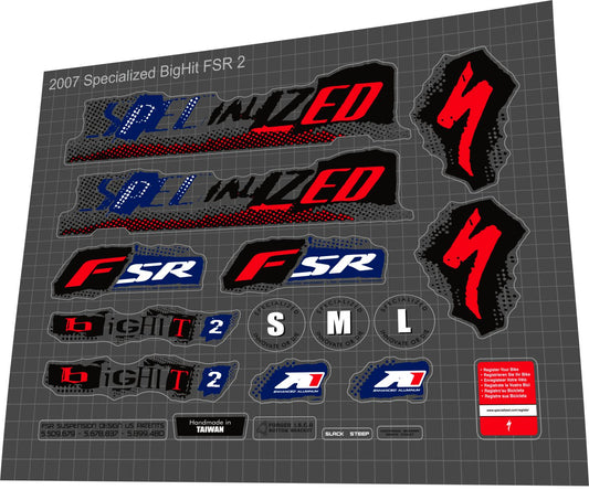 SPECIALIZED BigHit (2007) FSR Frame Decal Set - Bike Decal Replace