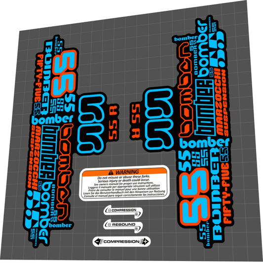 MARZOCCHI Bomber (2008) 55 R Fork Decal Set - Bike Decal Replace