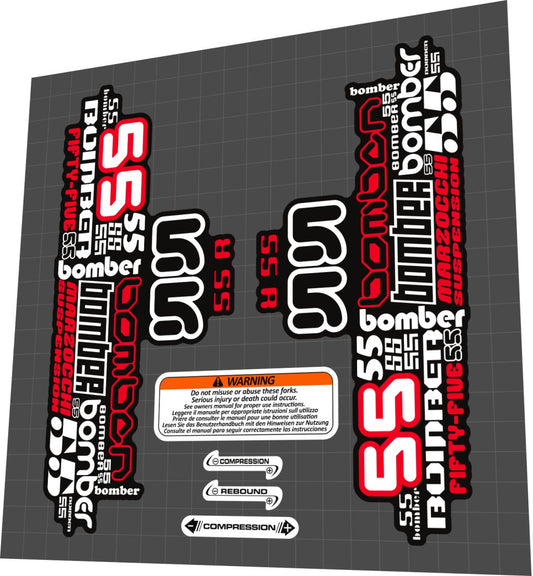 MARZOCCHI Bomber (2008) 55 R Fork Decal Set - Bike Decal Replace