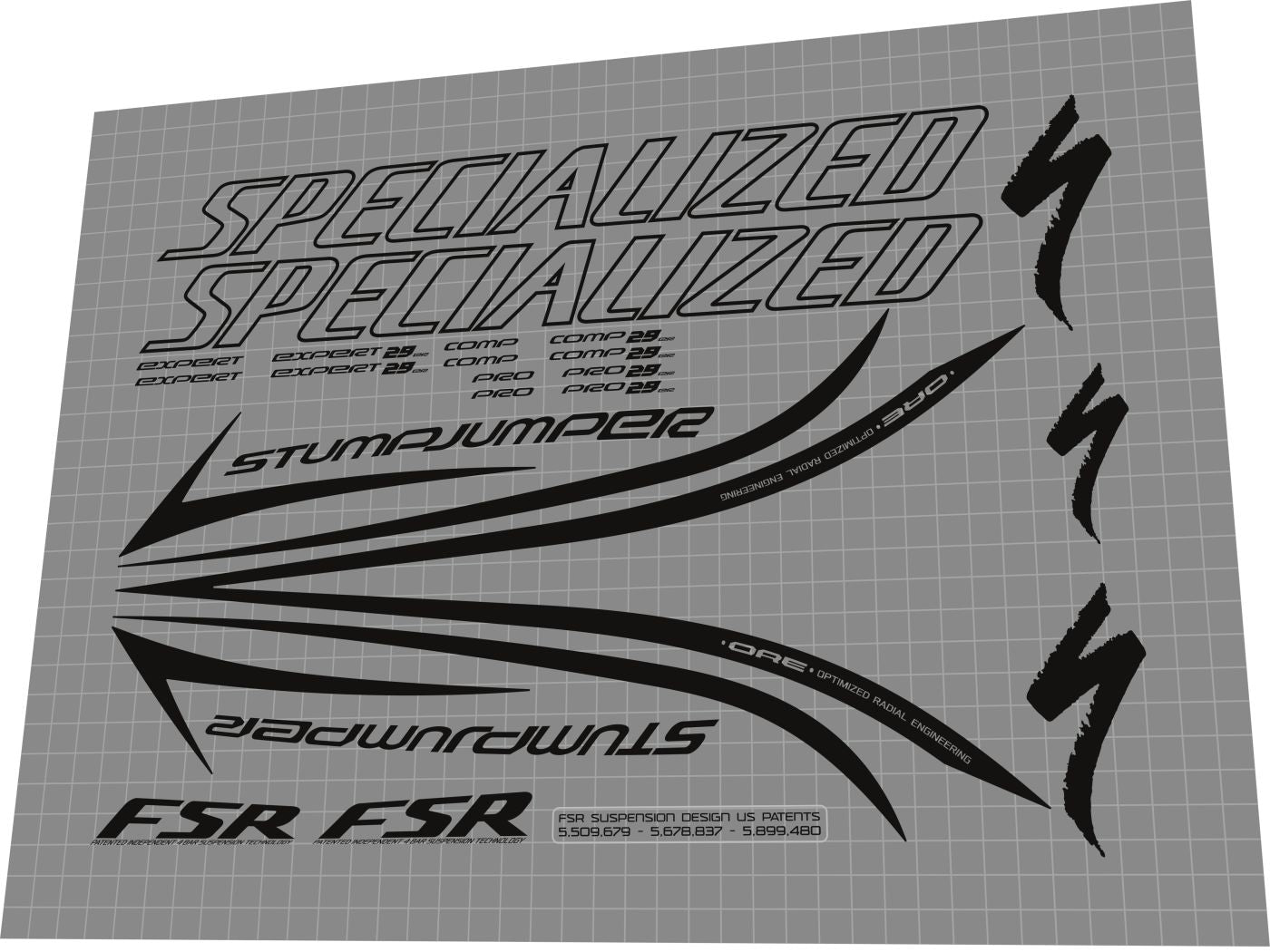 SPECIALIZED Stumpjumper (2009) FSR Frame Decal Set