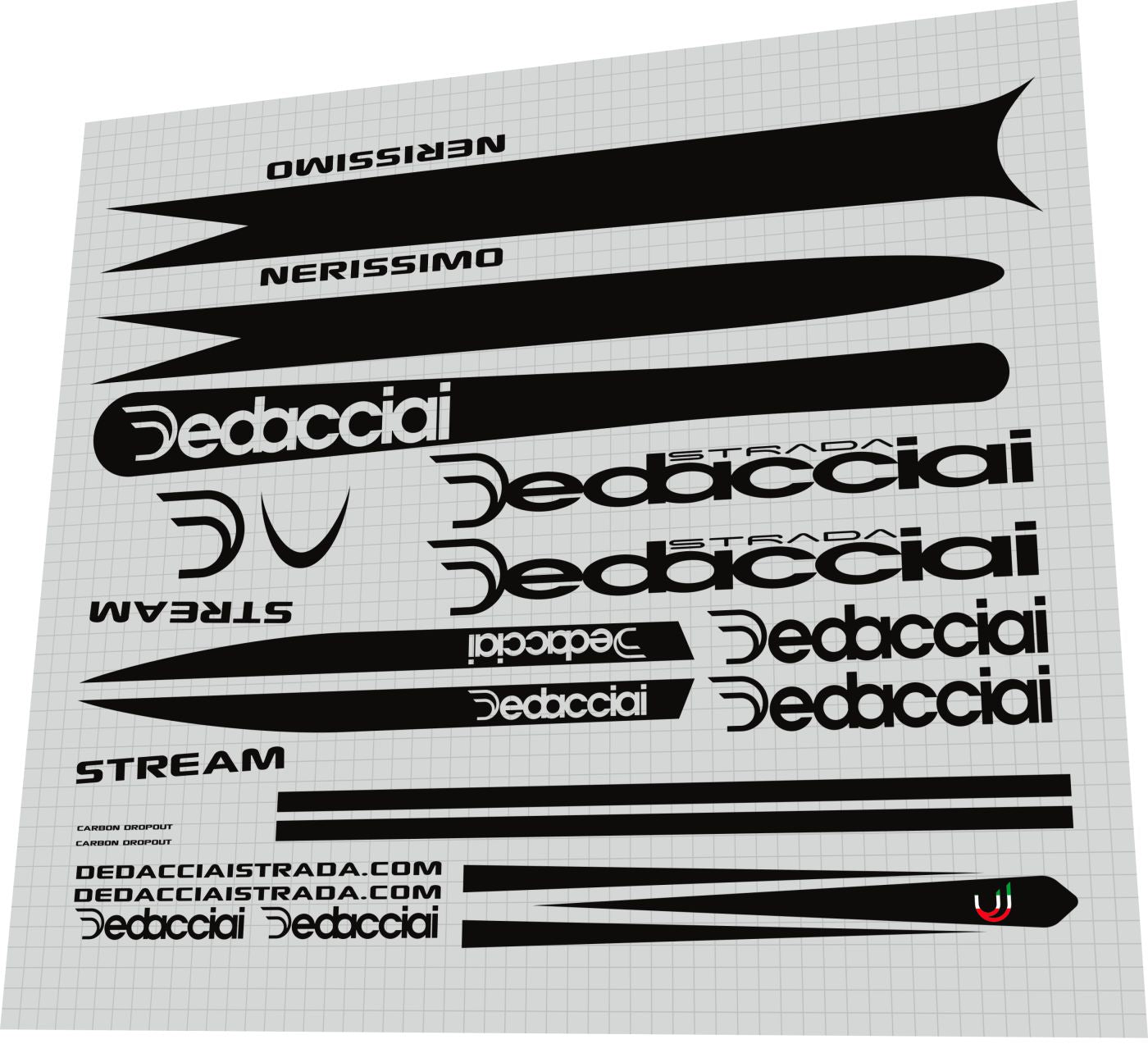 DEDACCIAI Strada (2012) Nerissimo Frame Decal Set - Bike Decal Replace