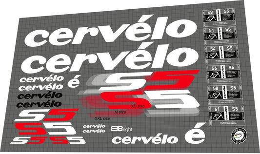 CERVELO S5 (2013-2014) Frame Decal Set - Bike Decal Replace