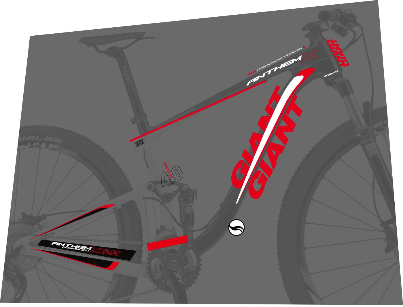 GIANT Anthem (2013-2014) X Advanced 29 Frame Decal Set - Bike Decal Replace