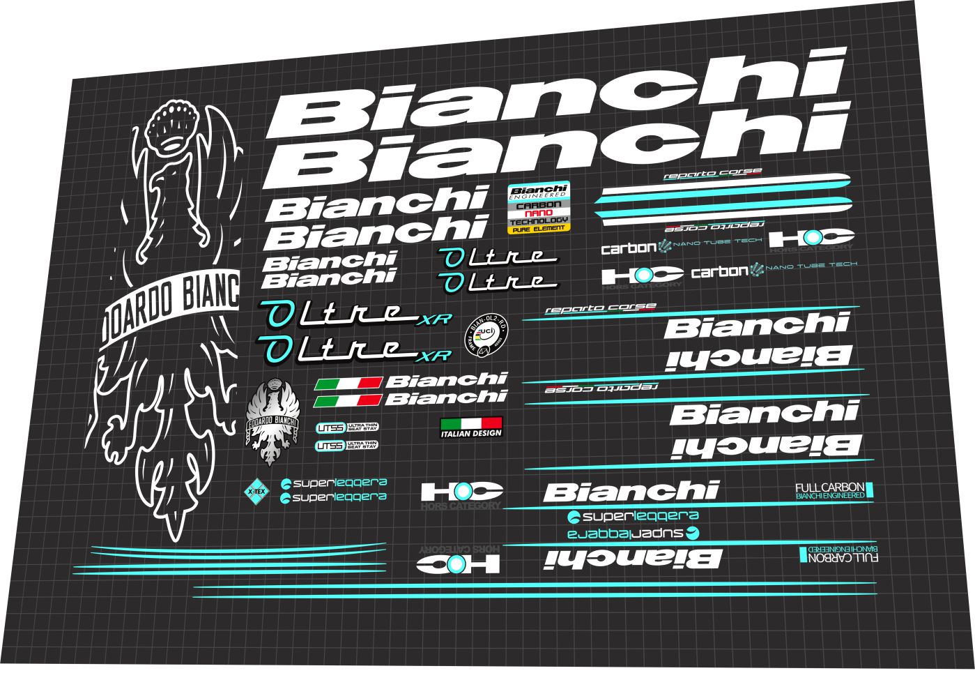 BIANCHI Oltre (2013) XR Frame Decal Set - Bike Decal Replace