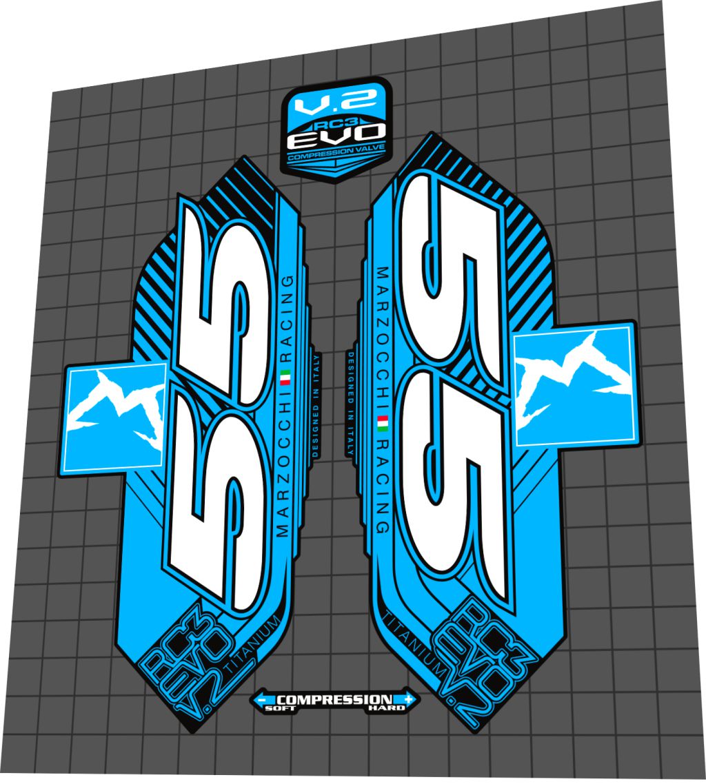 MARZOCCHI 55 (2013) RC3 EVO Titanium V.2 Fork Decal Set - Bike Decal Replace