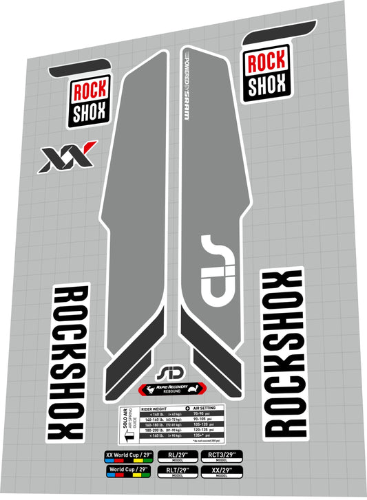 ROCKSHOX SID (2014) XX World Cup Fork Decal Set - Bike Decal Replace