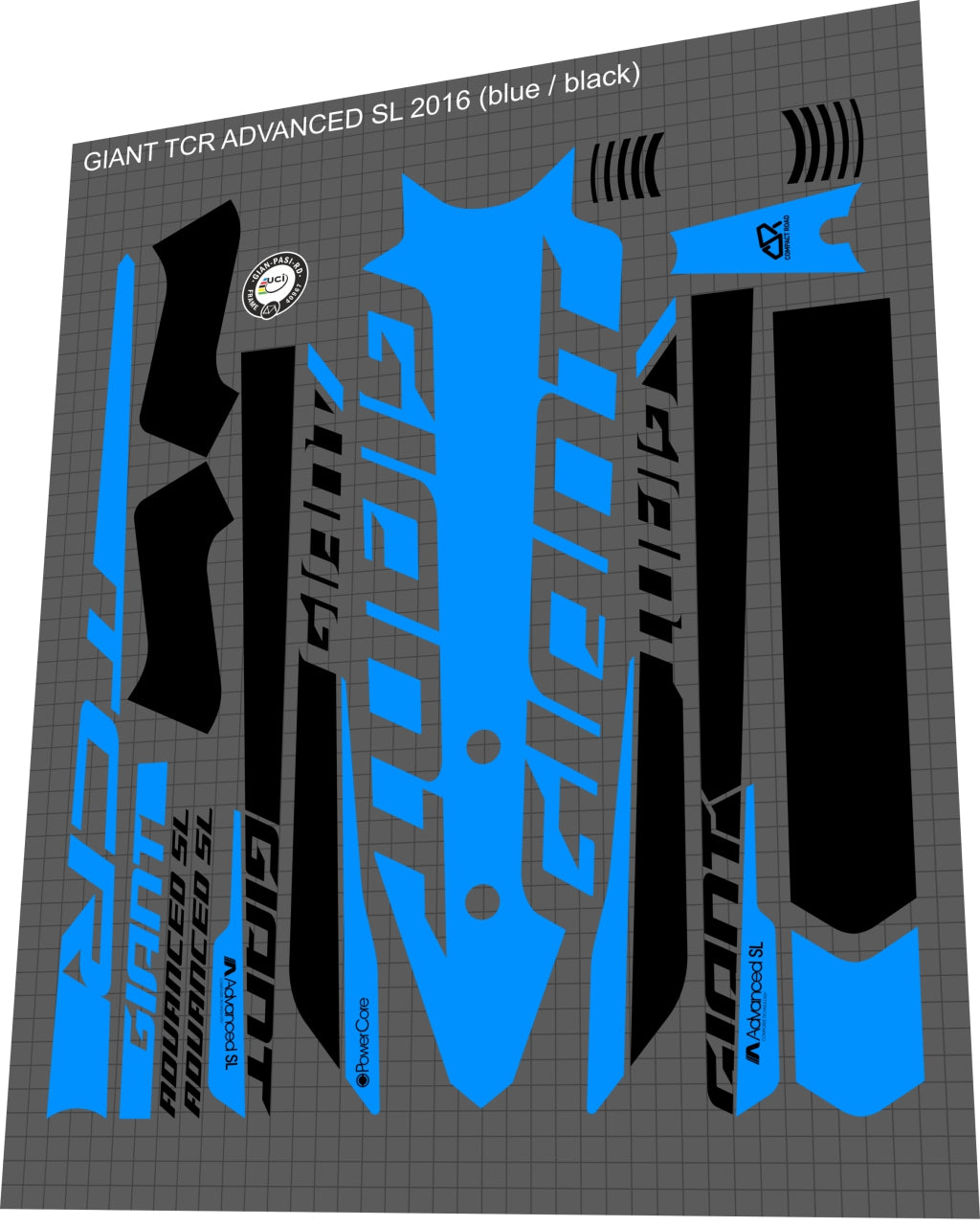 GIANT TCR (2016-2019) Advanced SL Frame Decal Set - Bike Decal Replace