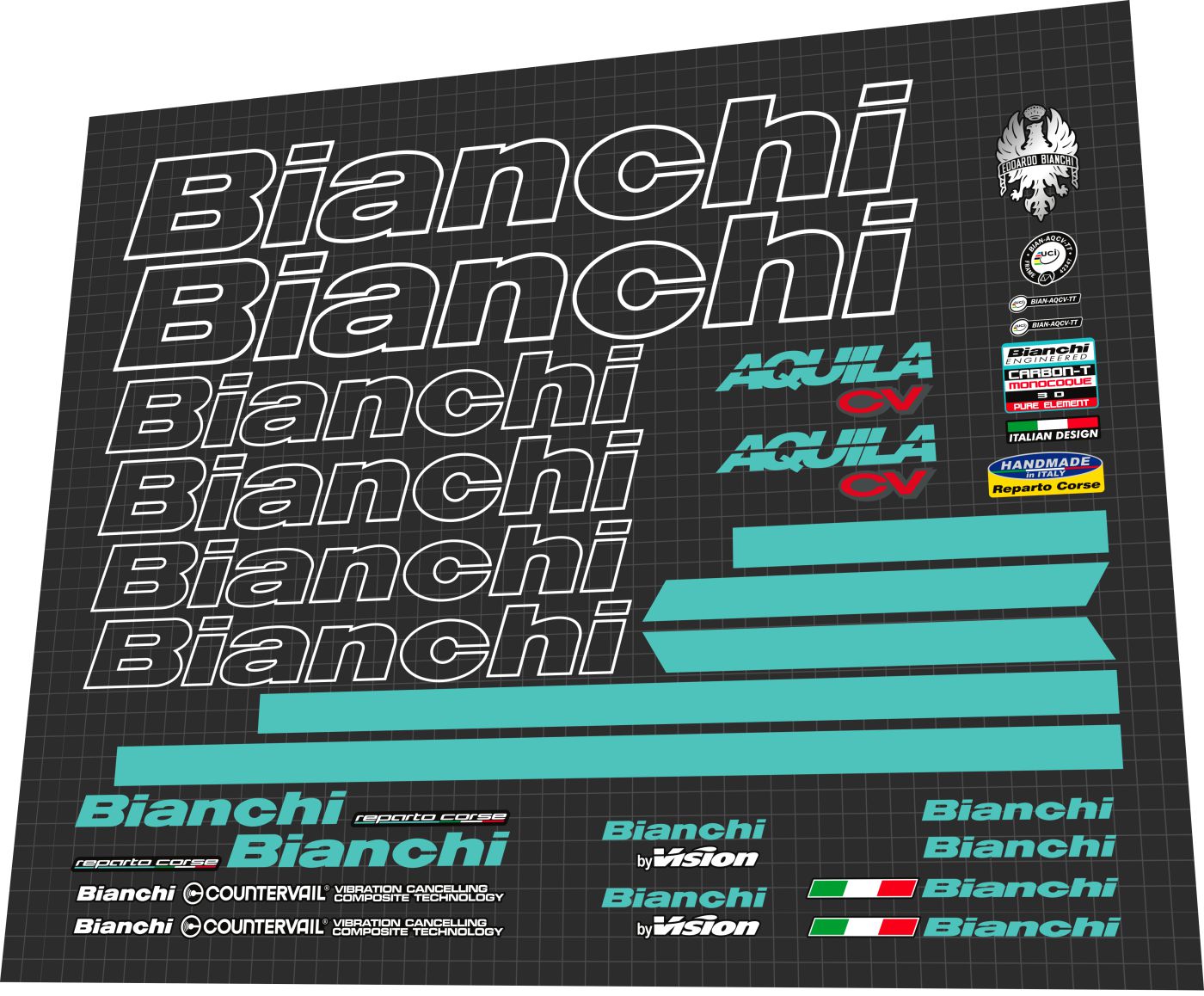 BIANCHI Aquila (2016-2017) CV Frame Decal Set - Bike Decal Replace
