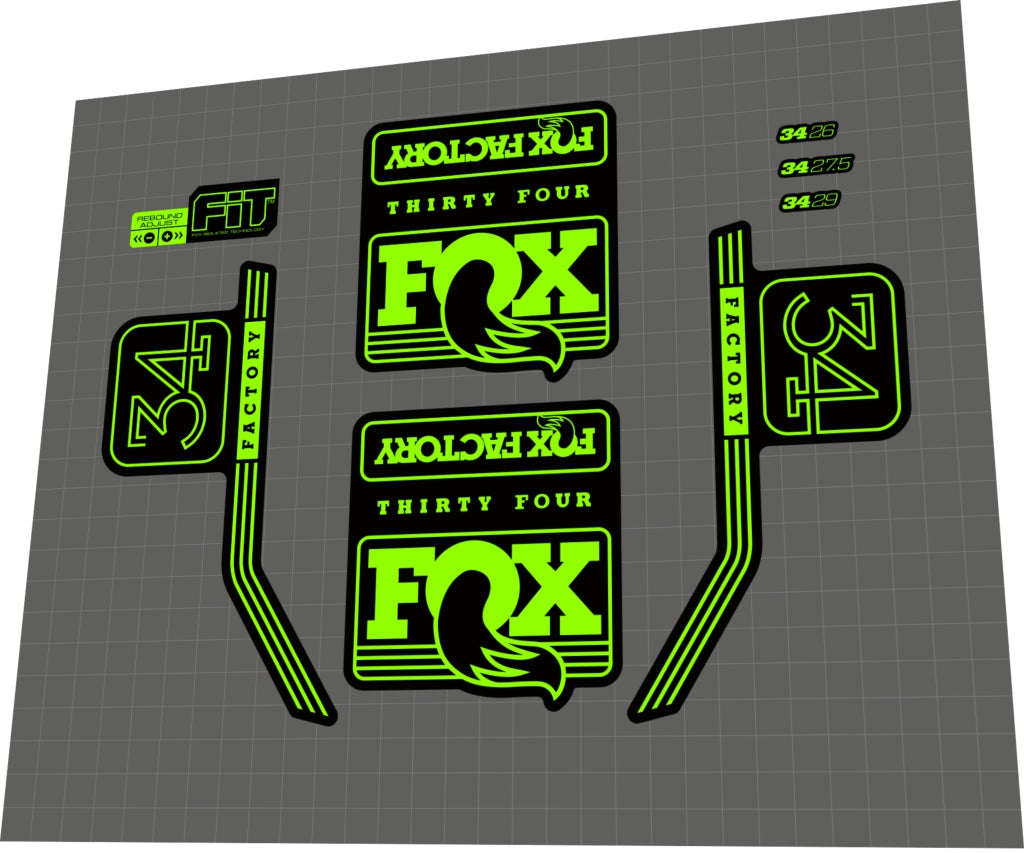 FOX Factory (2016) 34 Fork Decal Set - Bike Decal Replace