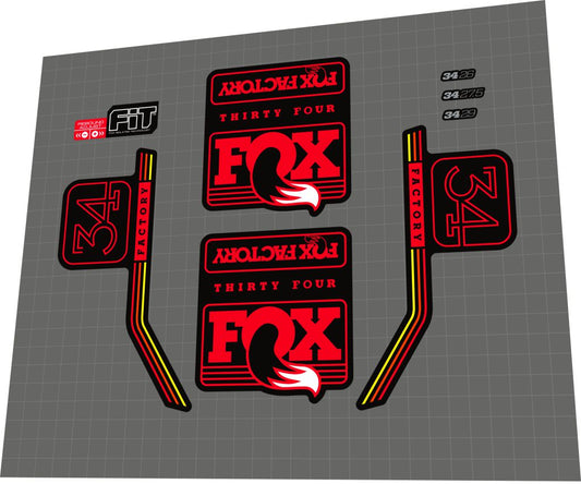 FOX Factory (2016) 34 Fork Decal Set - Bike Decal Replace