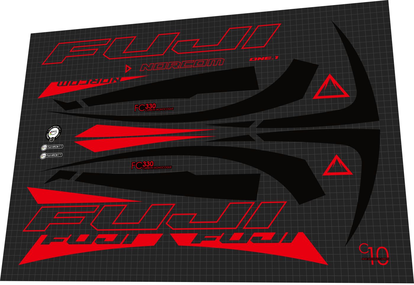 FUJI Norcom (2017) Straight Frame Decal Set - Bike Decal Replace