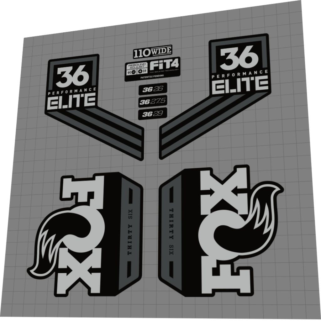 FOX Performance Elite (2017) 36 Fork Decal Set - Bike Decal Replace
