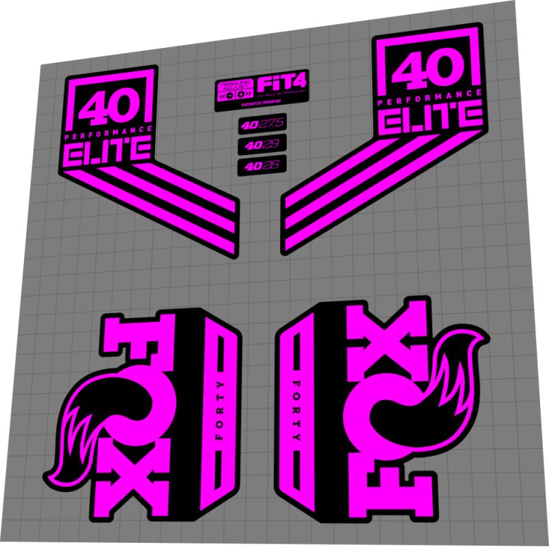 FOX Performance Elite (2017) 40 Fork Decal Set - Bike Decal Replace