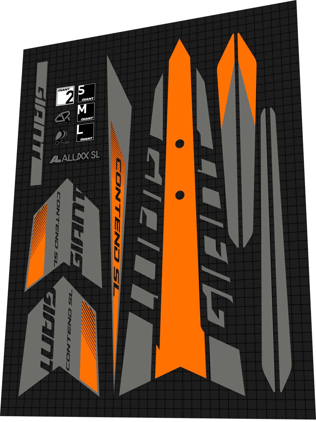 GIANT Contend (2017) SL Frame Decal Set - Bike Decal Replace