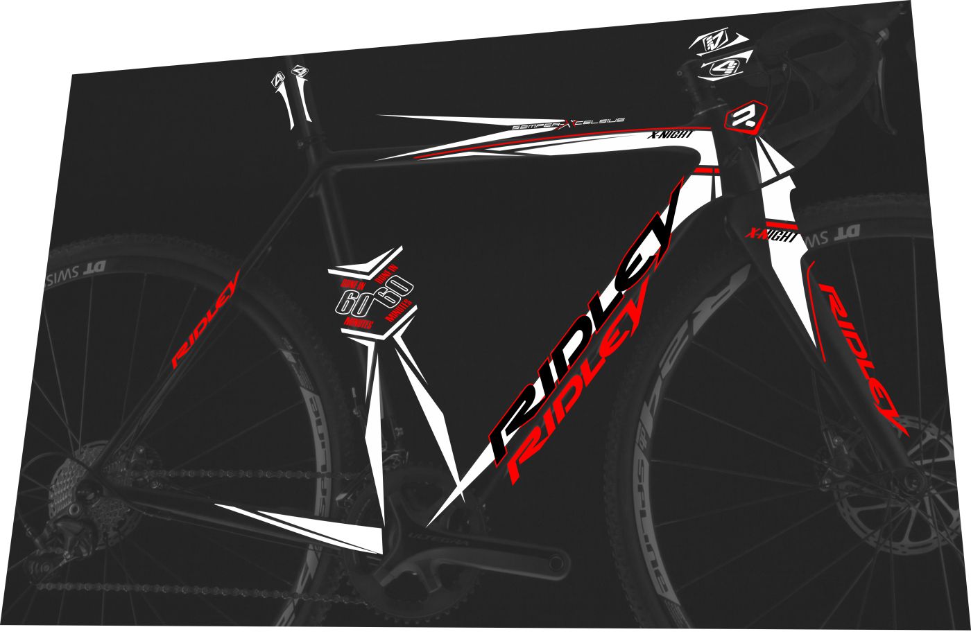 RIDLEY X-Night (2016-2017) Frame Decal Set - Bike Decal Replace