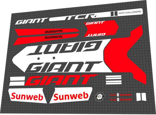 GIANT TCR (2018-2019) Advanced Pro Team Sunweb Frame Decal Set - Bike Decal Replace