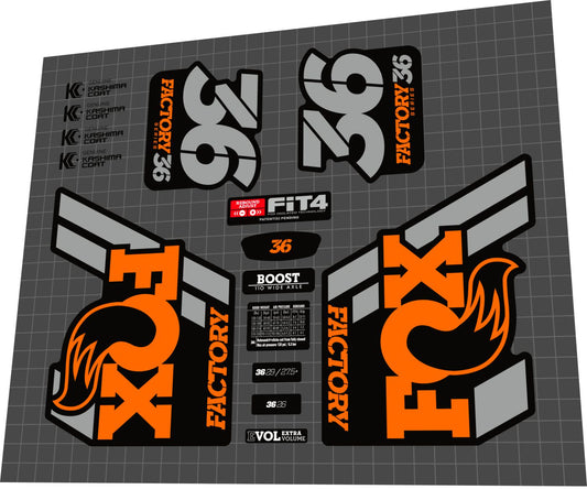 FOX Factory (2018) 36 Fork Decal Set - Bike Decal Replace