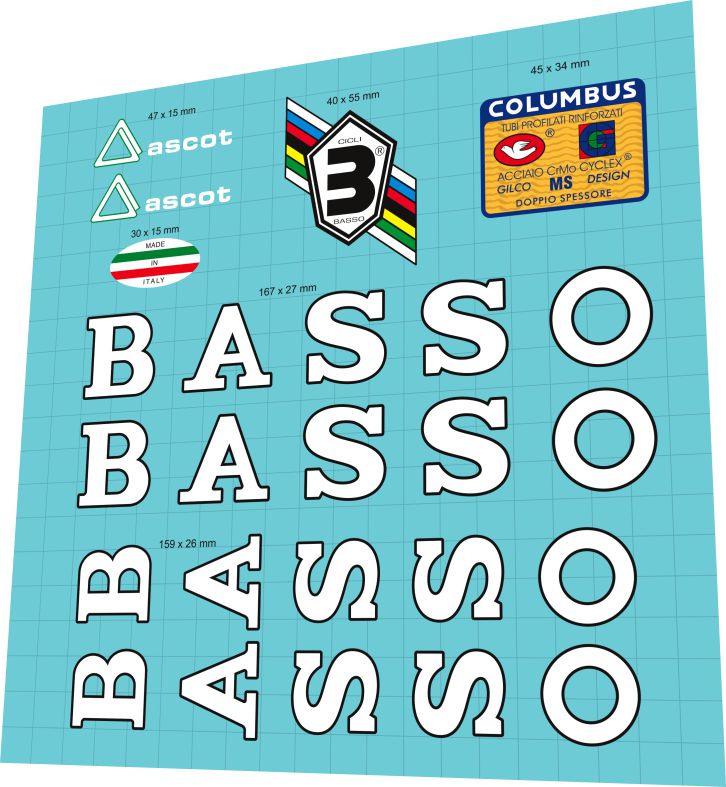BASSO Ascot (1990) Frame Decal Set - Bike Decal Replace